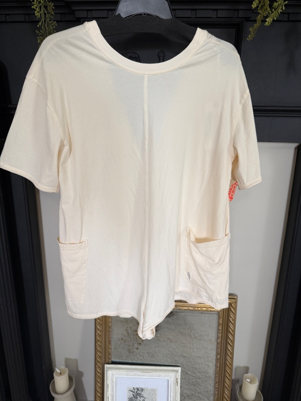 Free people hot shot romper Cream Short Sleeve Pocket romper